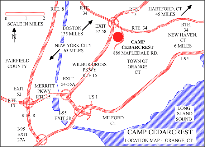Map to Camp Cedarcrest